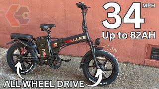 DUAL MOTORS + 34MPH = Wallke H9 AWD Folding eBike - 48V up to 82AH Battery