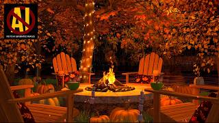 FALL BONFIRE NIGHT SOUNDS 🍂 Autumn Evening Sounds w/ Toggle Option for Crickets!