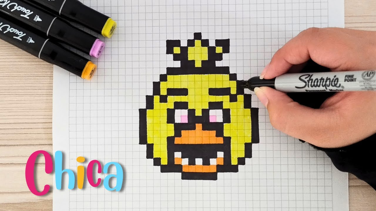 Como dibujar a CHICA de FNAF en PIXEL ART – Tutorial paso a paso
