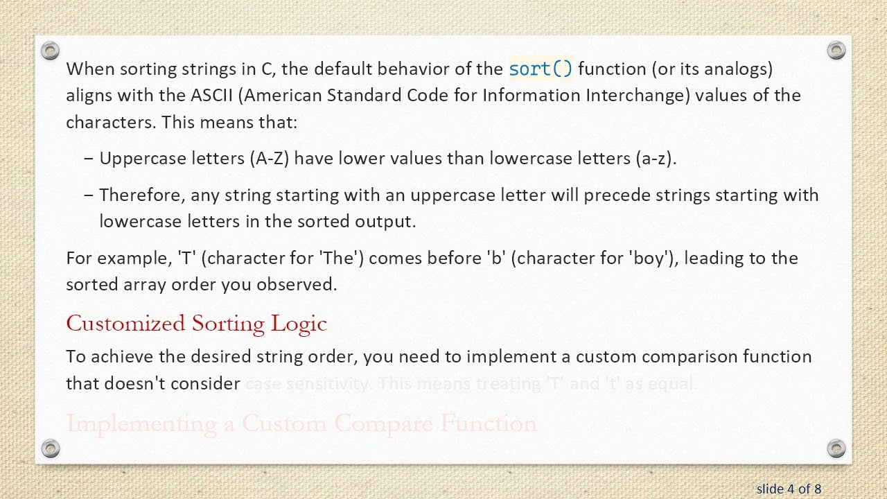 How to Sort Arrays in C Correctly