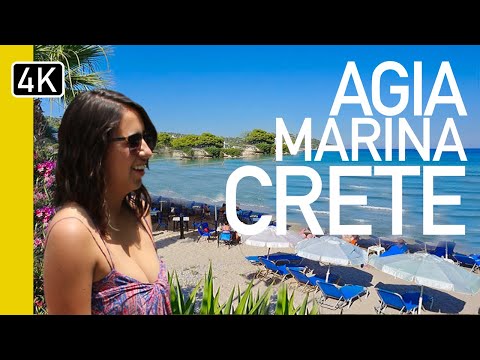 Stunning Agia Marina Beach, Chania, Greece 4K Walking Tour