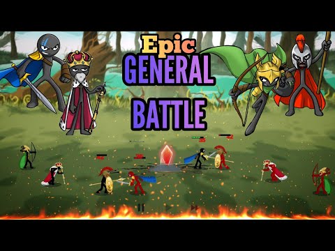 Stick War 3 New Update - 4 Generals Vs 4 Generals Battle Xiphos vs Atreyos Vs King Zarek Vs Kytchu
