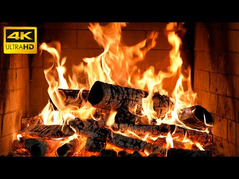 🔥 The Best Burning Fireplace Glow with Gentle Fire Sounds and Warm Logs for a Peaceful Christmas 4K