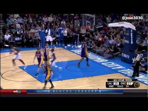 Reggie Jackson Dunk - Lakers @ Thunder 2/23/2012