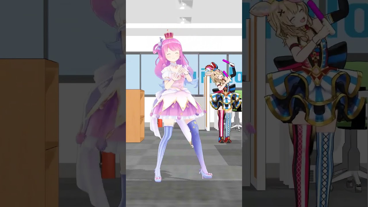 ラブミを踊る姫様とオタ芸ポルカ#mmd #ラブミ　#姫森ルーナ #尾丸ポルカ #mmdホロライブ  #ホロライブ