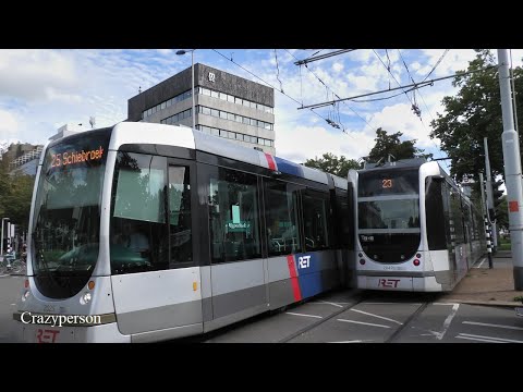 RET Tram 23 en Lijn 25 op Eendrachtsplein Rotterdam 2020