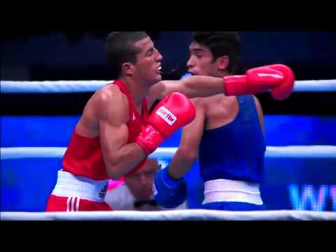 Shiva Thapa Knock Out punch vs Mohmet Hamout [MAR] - 2015 AIBA WC
