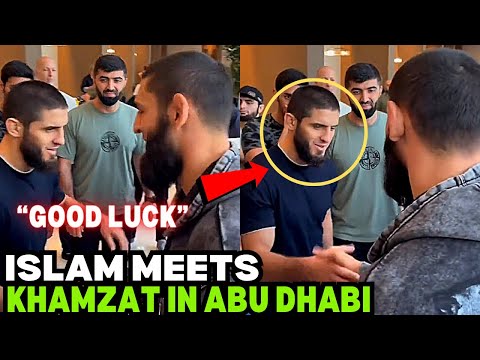 Islam Makhachev MEETS Khamzat Chimaev In Abu Dhabi At UFC 294 (VIDEO)