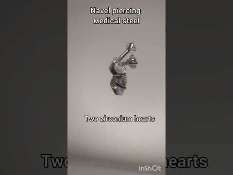 Пирсинг для пупка с цирконами "Бриллиантовые сердечки" серьга навела медицинская ювелирная сталь - фото 2 - id-p2829299180
