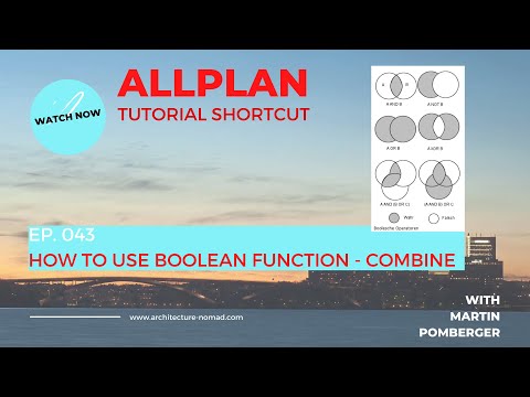 ALLPLAN Tutorial ShortCut 043: How to use boolean operation first option combine free short beginner