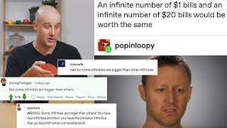 An infinite number of $1 bills and an infinite number of $20 bills would be worth the same