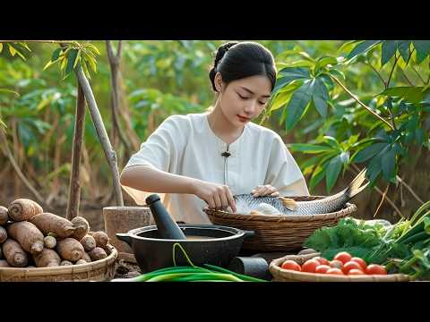 How to Cook Fish Soup with Cassava Leaves, Sour Soup, Cassava Leaves | Lâm Anh Food
