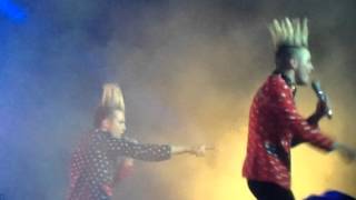 Jedward - Drogheda : part of All I Want Is You, Edward pushes John off the stage