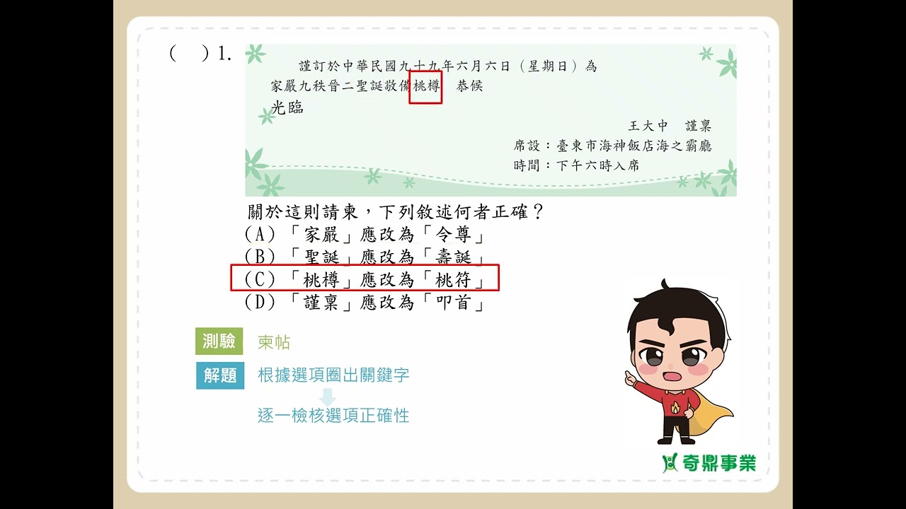 第4單元 應用文(一)	P.53	透視會考第1題