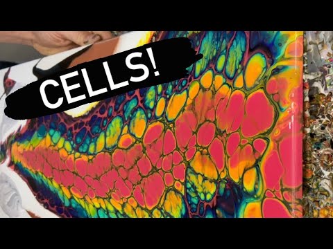 Pour painting HUGE CELLS with a FUNNEL! Using acrylic paint and silicone oil!