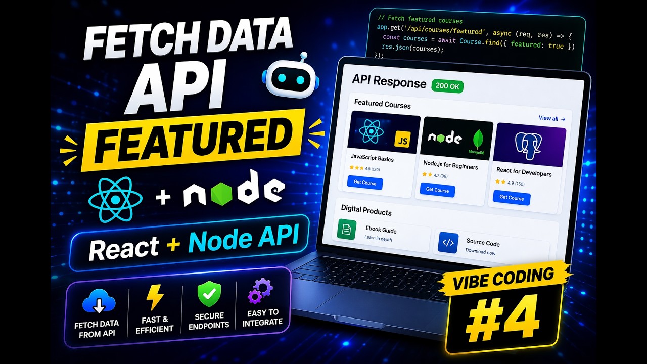 Fetch Featured Courses & Products from Database | React + Node API (Vibe Coding #4)