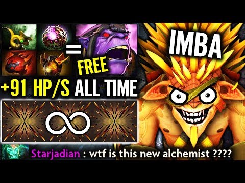 WTF NEW CANCER RAIDBOSS +91 HP/s Alchemist Mode Ebola Bristleback Craziest Build 7.20 Ever Dota 2