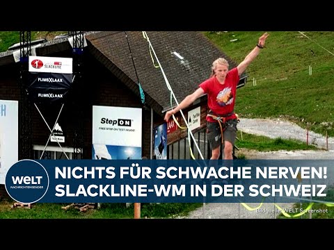 SCHWEIZ: Nichts für schwache Nerven! Deutsche räumen bei Slackline-WM in Laax ab!