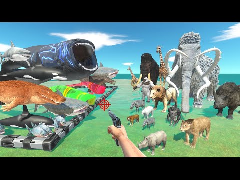 FPS Avatar in Aquapark Rescues Sea Monsters and Fights Animals - Animal Revolt Battle Simulator