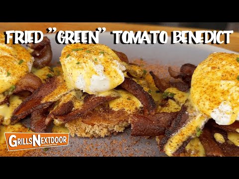 Fried "Green" Tomato Benedict on the Blackstone | The Ultimate Brunch Dish with a Cajun Twist