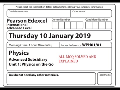 Edexcel Physics Unit 1 January 2019 MCQ IAL