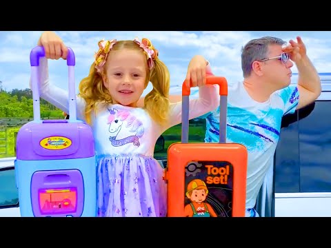 Nastya ve babam yeni seyahat oyuncakları ile bir geziye gidiyoruz