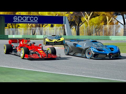 Bugatti Bolide Hypercars vs Ferrari F1 2021 at Imola GP