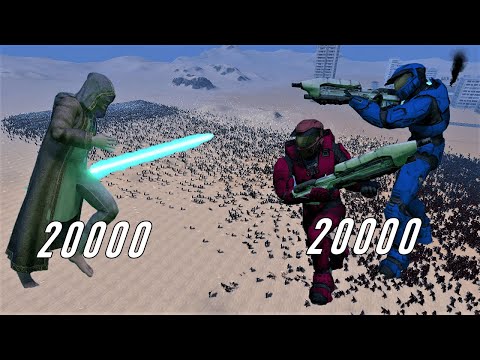 【UEBS】Lightsaber(20000) VS Red and Blue Spartans(20000)! | Ultimate Epic Battle Simulator