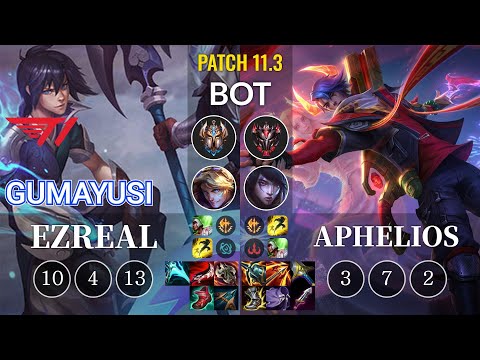 T1 Gumayusi Ezreal vs Aphelios Bot - KR Patch 11.3