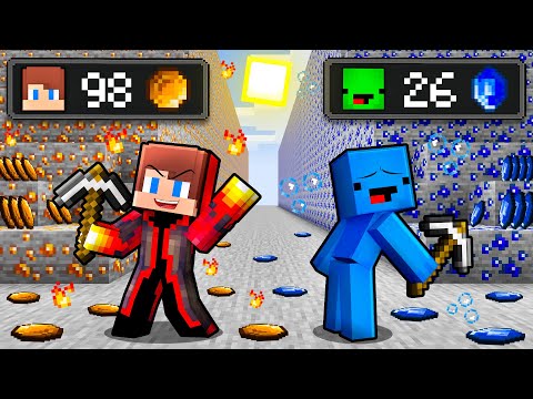 JJ vs Mikey: LAVA vs WATER MINE BATTLE In Minecraft - Maizen