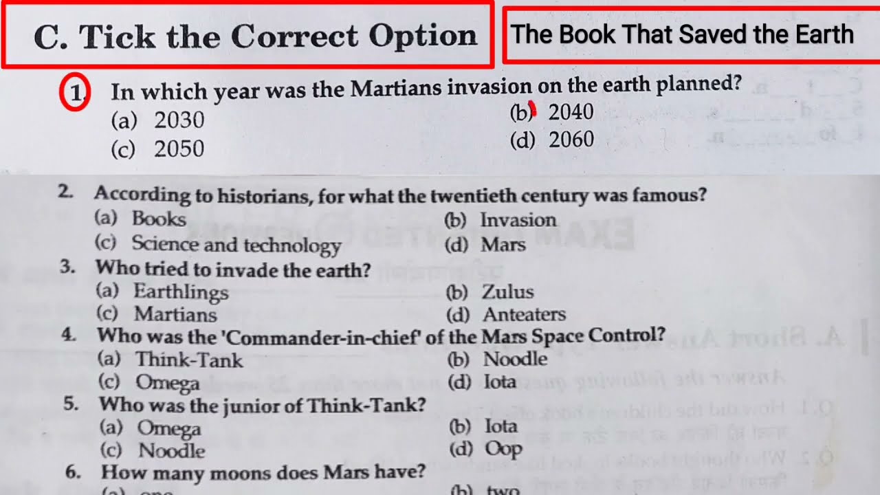 The Book That Saved the Earth Mcq | The Book That Saved the Earth Class 10 Mcq | Class 10th English