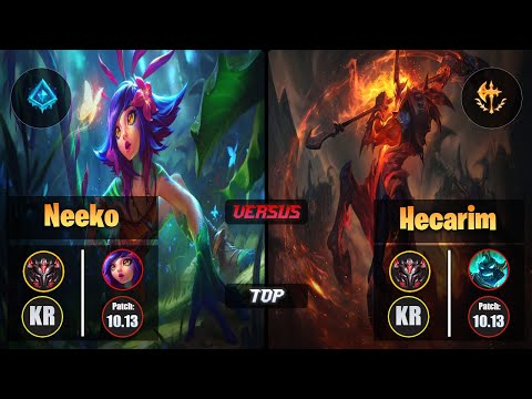 GrandMaster NEEKO [Glacial Augment] (Top) VS  HECARIM - Grandmaster KR Patch 10.13