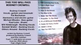 Rodney Crowell - This Too Will Pass ( + lyrics 2003)