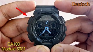 Uhrzeit und Datum einstellen Casio G-Shock GA100 Modul 5081 (Deutsch)