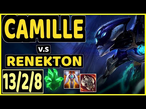 NAME (CAMILLE) vs RENEKTON - QUADRAKILL 13/2/8 KDA TOP CHALLENGER GAMEPLAY - BR
