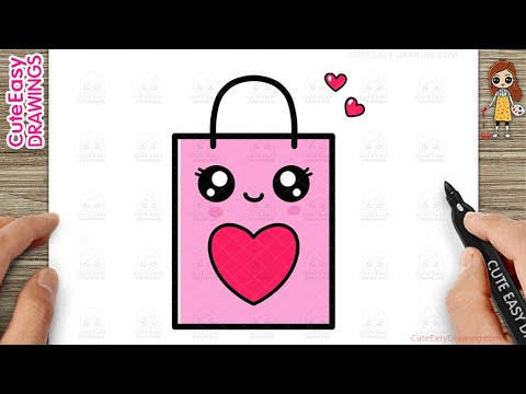 How to Draw a Cute Shopping Bag Simple & Easy for Kids