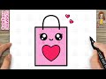 How To Draw A Cute Shopping Bag Simple Easy For Kids