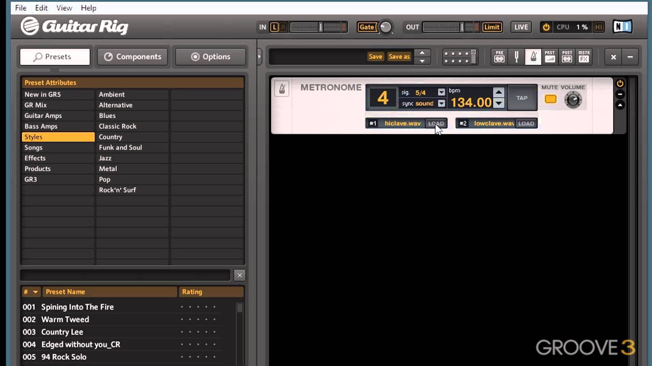 Fast Grooves: GUITAR RIG 5 Explained: Metronome
