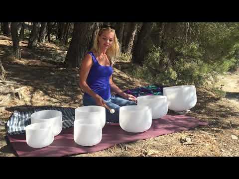 Crystal singing bowls in nature