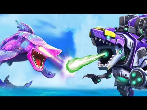 Hungry Shark World - Mecha Sharkjira vs Dark Magic Shark Android Gameplay 2020