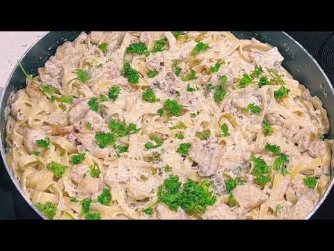 The tastiest Chicken & Bacon Fettuccini Alfredo. kids Approve recipe