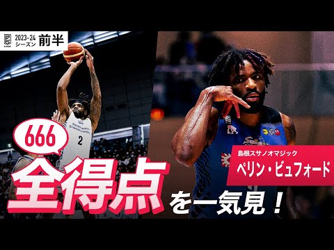 【一気見Bリーグ】島根#2 ペリン・ビュフォードの10月～1月の全得点まとめ｜B.LEAGUE 2023-24 シーズン