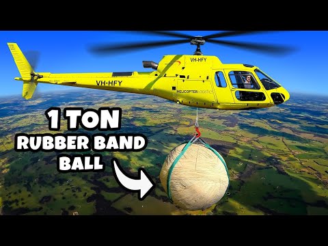 How High Will This 1 Ton Rubber Band Ball Bounce?