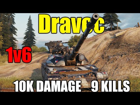 Dravec :  10K Damage & 9 Kills | 1v6 | WoT Replay