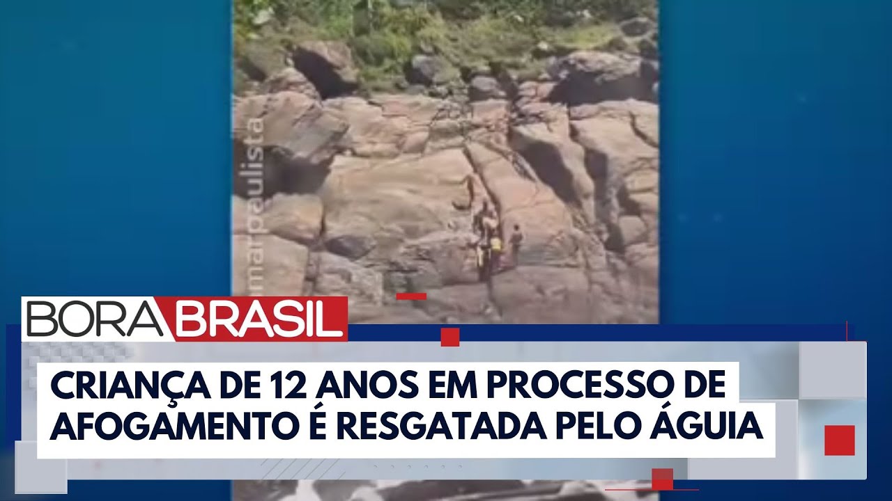 Águia resgata criança de 12 anos de afogamento no litoral de SP | Bora Brasil