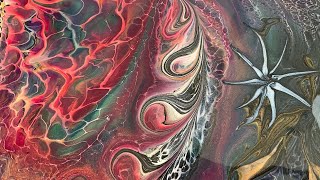 Red, White and Green Bloom Swipe with a Twist- perfect for the Holidays! -Fluid Art