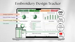 Embroidery Design Tracker Pro Excel Template: Manage Orders, Inventory & Revenue | YourPlanners