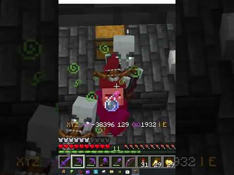 A witch poisons a pillager in Minecraft😂