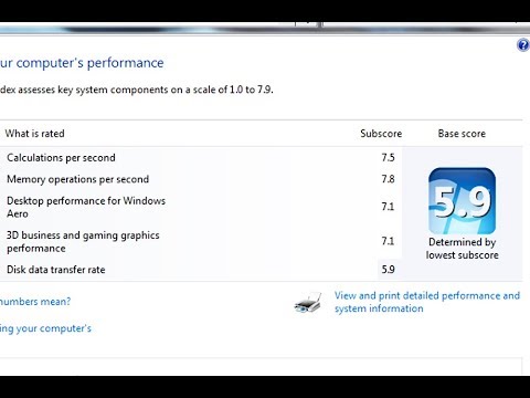 Part of a video titled How to get the Windows Experience Index on Windows 10 - YouTube