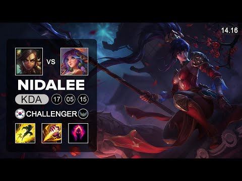 Nidalee vs Lillia Jungle - KR Challenger - Patch 14.16 Season 14